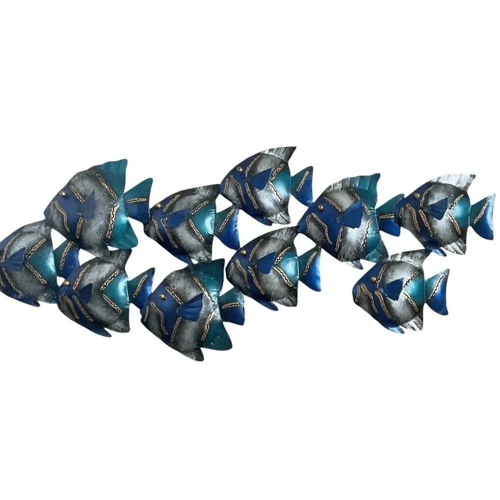 School Of Blue‎ Silver Metal Wall Art  Suitable for Indoor and Outdoor Use 26.5